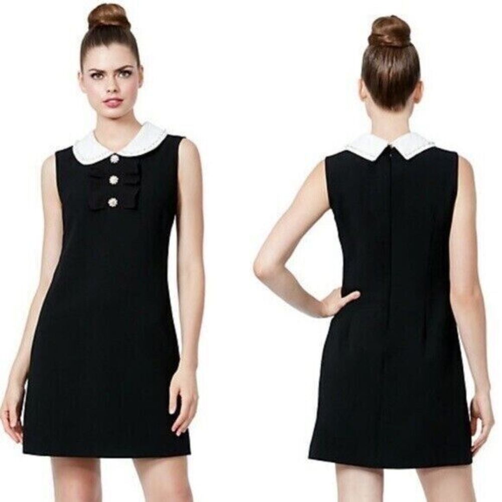 Betsy Johnson Womens 2 Shift Dress Jeweled Peter Pan Collar Sleeveless